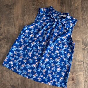 Cooper & Ella Sleeveless Floral Ruffle-Neck Blouse / Medium